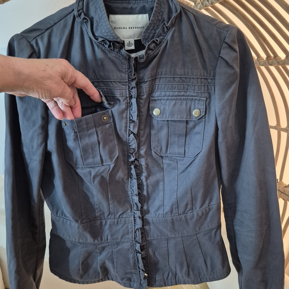 Banana Republic Blue grey Ruffled Jacket - Picture 3 of 10